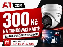 Jedničky nakupují v A1com.
 Nakupte Hikvision a získejte 300 Kč na palivo!